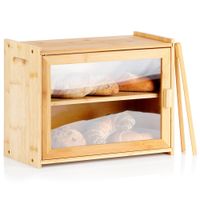 Chlebak Bambusowy Drewniany Dwupoziomowy Piętrowy Pojemnik na Pieczywo