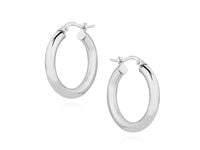 Eleganckie rodowane srebrne kolczyki gładkie koła kółka polerowane połysk srebro 925 G0097