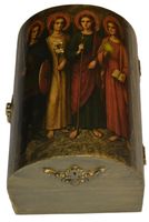 Pudełko szkatułka drewniane na różaniec Święty Michał Gabriel Rafał Uriel