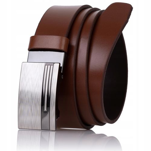 Pasek SKÓRZANY męski Klamra automat BRĄZOWY spodni na Arena.pl