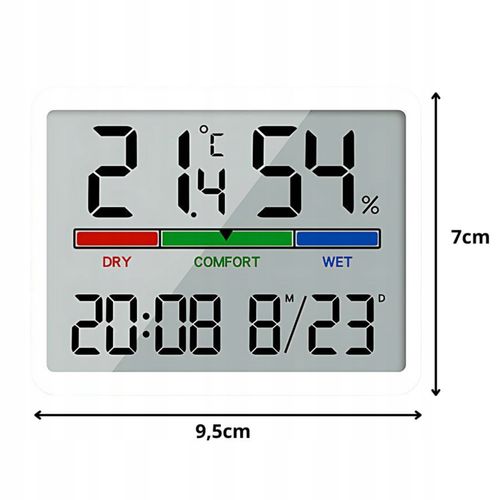 STACJA POGODOWA BEZPRZEWODOWA TERMOMETR HIGROMETR WILGOTNOŚĆ LCD ZEGAR DATA na Arena.pl