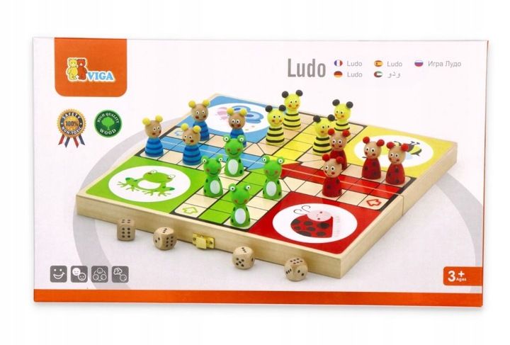 DREWNIANA GRA PLANSZOWA LUDO CHIŃCZYK FIGURKI FAMILIJNA RODZINNA zdjęcie 1