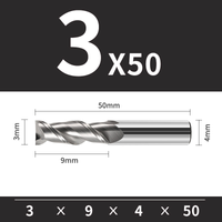 Frez trzpieniowy VHM 2-ostrzowy do aluminium Rozmiar: Ø3x9x4Dx50L