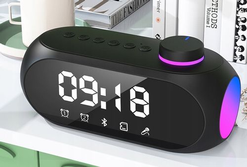 GŁOŚNIK BEZPRZEWODOWY BLUETOOTH BUDZIK ZEGAR LED RADIO FM MP3 OŚWIETLENIE na Arena.pl