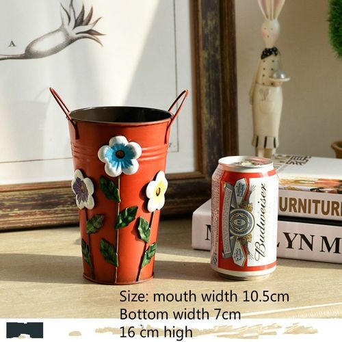 Vintage Doniczka doniczka -  Wiadro - METALOWA - Idealna Do Domu I Ogrodu 42 Zielony na Arena.pl