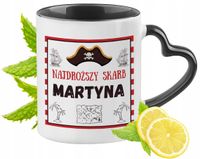 Kubek Czarny Z Uszkiem W Kształcie Serca Dla Martyny Idealny Na Prezent