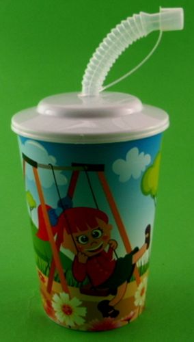 KUBEK ZE SŁOMKĄ RURKĄ DO NAPOJÓW SOKÓW Z POKRYWKĄ na Arena.pl