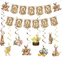Zestaw na Wielkanoc Dekoracje Wielkanocne Króliczki Baner i Spirale