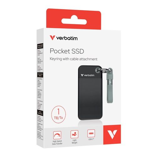 Dysk SSD zewnętrzny Verbatim Pocket SSD 1TB USB-C 3.2 Gen 2 czarny/szary na Arena.pl
