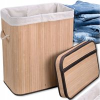 KOSZ BAMBUSOWY NA PRANIE BIELIZNĘ ZABAWKI Z POKRYWĄ POJEMNIK DUŻY 72L KUFER