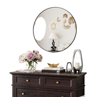 Lustro okrągłe ścienne 60 cm czarna rama aluminiowa nowoczesne do łazienki