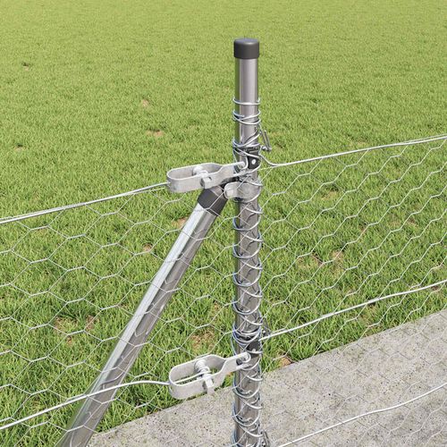 Ogrodzenie z słupkami Srebrny 0,5 x 50 m Stal pokryta PCV na Arena.pl