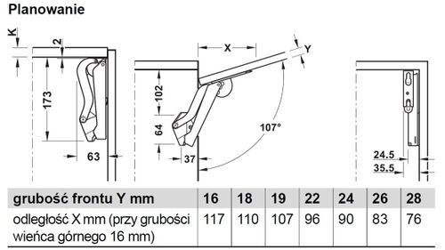 Podnośnik do szafek do klap górny Free Space Push 1.8 D, Antracyt na Arena.pl