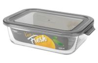 Pojemnik szklany żaroodporny prostokątny z pokrywką do żywności KEEP IT FRESH 1000 ml szary