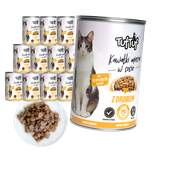 MOKRA KARMA DLA KOTA TufTuf  puszka kawałki mięsne z drobiem ZESTAW 12x415g