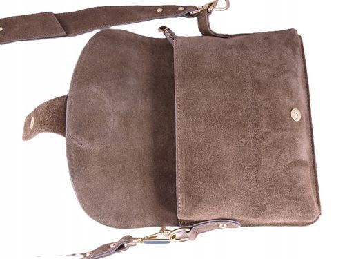 Zamszowa Torebka włoska MOKKA nerka listonoszka MAXI DUŻA WERSJA Pelle na Arena.pl