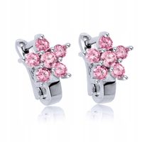 Srebrne Kolczyki 925 Różowe Kwiatki na Angielskich Zapięciach dla Dzieci