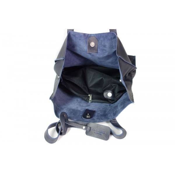 TOREBKI SKÓRZANE ZE SKÓRY NATURALNEJ SHOPPER BAG GENUINE LEATHER NA RAMIĘ A4 GRANATOWA GL46BS zdjęcie 4