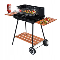 GRILL WĘGLOWY OGRODOWY SKŁADANE PÓŁKI STALOWY RUSZT 53x33cm PRZENOŚNY LUND