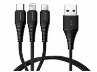 Kabel Rock USB - USB typ C / microUSB / Lightning 1,2 m czarny