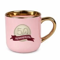 Pięćdziesięciolatek - moneta kubek elegancki na prezent Różowy 50 URODZINY