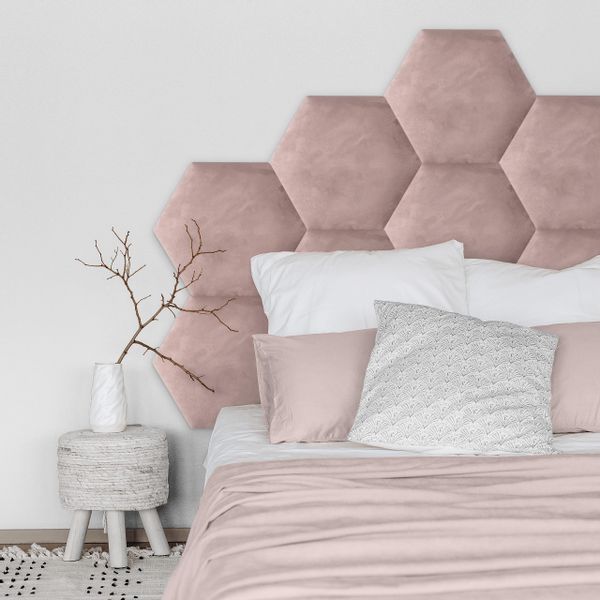 PANELE TAPICEROWANE PLASTER MIODU Heksagon RÓŻOWY 35cm x 40cm zdjęcie 7