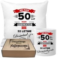 ZESTAW PODUSZKA I KUBEK ORYGINALNY PREZENT 50 LAT NA URODZINY