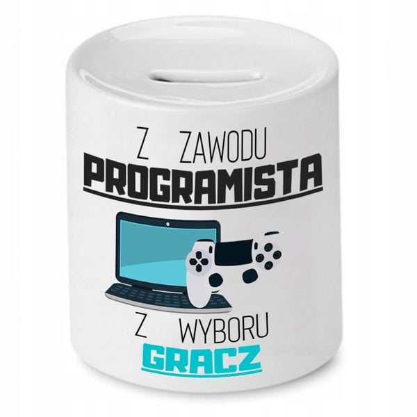 Skarbonka Informatyka Z Zawodu Programista Prezent Z Nadrukiem Ze Zdjęciem zdjęcie 1