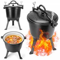 KOCIOŁEK MYŚLIWSKI ŻELIWNY EMALIOWANY GARNEK STOJĄCY NA OGNISKO 5 L KAMILLE