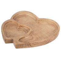 Talerz taca do serwowania drewniany podwójny serce MANGO 23x20 cm