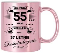KUBEK RÓŻOWY METALIK PREMIUM PREZENT NA 55 URODZINY ORYGINALNY UPOMINEK