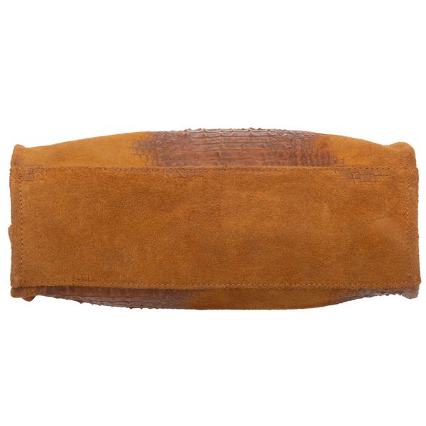 VERA PELLE torebka damska zamszowa shopper kroko na ramię V549 taupe zdjęcie 7