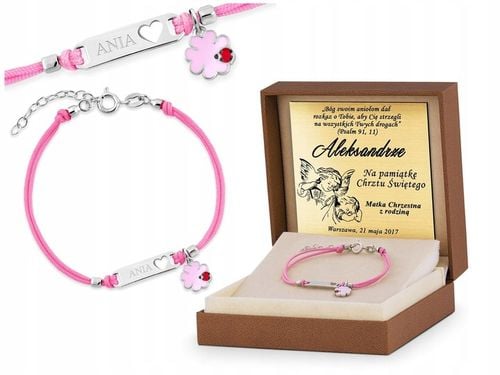 BRANSOLETKA SREBRNA ID 925 KONICZYNKA GRAWER SERCE PAMIĄTKA CHRZTU ŚWIĘTEGO na Arena.pl