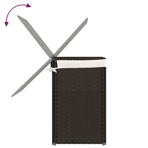 Kosz na pranie, 2 komory, ciemny brąz, 53x35x57 cm, polirattan na Arena.pl