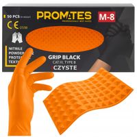 PROMATES 3 X GRIP ORANGE RĘKAWICE RĘKAWICZKI NITRYLOWE ROZMIAR M 8 - 50 SZT