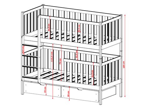 ŁÓŻKO PIĘTROWE MICHALINA 90X180 2- osobowe na Arena.pl