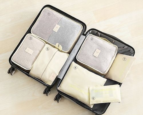 ORGANIZER DO WALIZKI PODRÓŻNY POJEMNY ZESTAW TORBY SZAFY PRANIE 7szt. Krem na Arena.pl