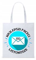 Dla Listonosza Prezent Torba Eco Biała Shopper Z Nadrukiem Ze Zdjęciem