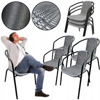 4X KRZESŁO OGRODOWE MOCNE WYGODNE NA TARAS DO STOŁU LORETTO SZARE