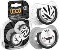 LOVI Smoczek silikonowy dynamiczny 0-3m 2 szt  Salt&Pepper