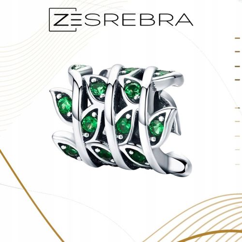 CHARMS ZIELONE LISTKI srebro 925 pnącze srebrne koralik zawieszka liście na Arena.pl