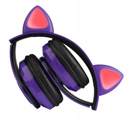 BEZPRZEWODOWE SŁUCHAWKI USZY KOTA KOCIE LED RGB na Arena.pl