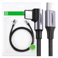kabel usb-c do usb-c, kątowy ugreen us255,3a, 60w, 2m (czarny)