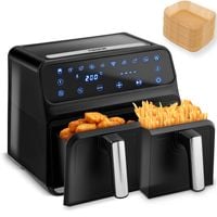 Frytkownica beztłuszczowa Air fryer frytownica XXL 8l dwukomorowa Berdsen BD-653 czarno-srebrna