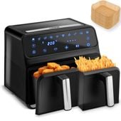 Frytkownica beztłuszczowa Air fryer frytownica XXL 8l dwukomorowa Berdsen BD-653 czarno-srebrna