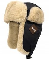 CZAPKA DAMSKA MĘSKA ZIMOWA USZATKA TRAPERKA PILOTKA EKO SKÓRA FUTRO CZARNA