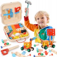 ZESTAW MAJSTERKOWICZA ZABAWA W WARSZTAT DREWNIANY SKRZYNKA NARZĘDZIA XXL