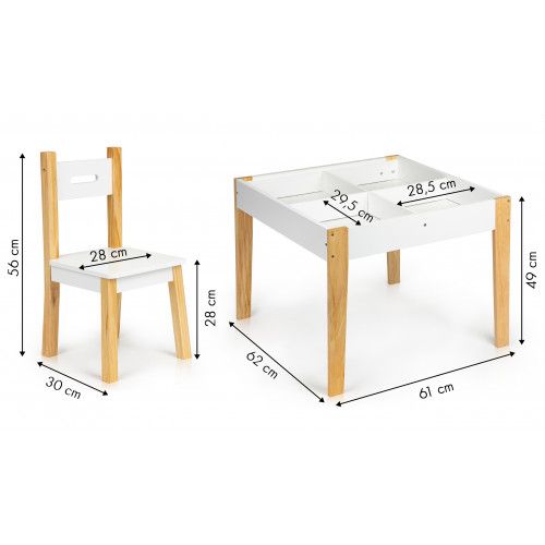 STOLIK Z KRZESŁAMI ECOTOYS ZDEJMOWANY BLAT NOGI SOSNOWE na Arena.pl