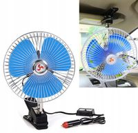 WENTYLATOR SAMOCHODOWY METALOWY 8" wiatrak pod zapalniczkę OBROTOWY 24V