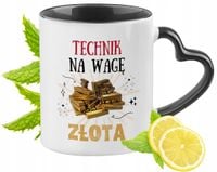 Kubek Czarny Z Uszkiem W Kształcie Serca Dla Technika Na Prezent